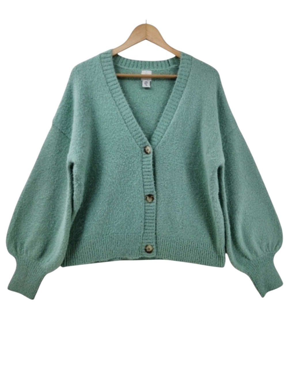 Joie Green Fuzzy Oversized Button  Cardigan Sweater Chunky Women’s Medium